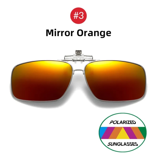 VIVIBEE Metal Clip on Solglasögon för män för Myopia Glasögon Polarized UV400 Kvinnor Square Night Vision Driving Solglasögon 3 Mirror Orange without case