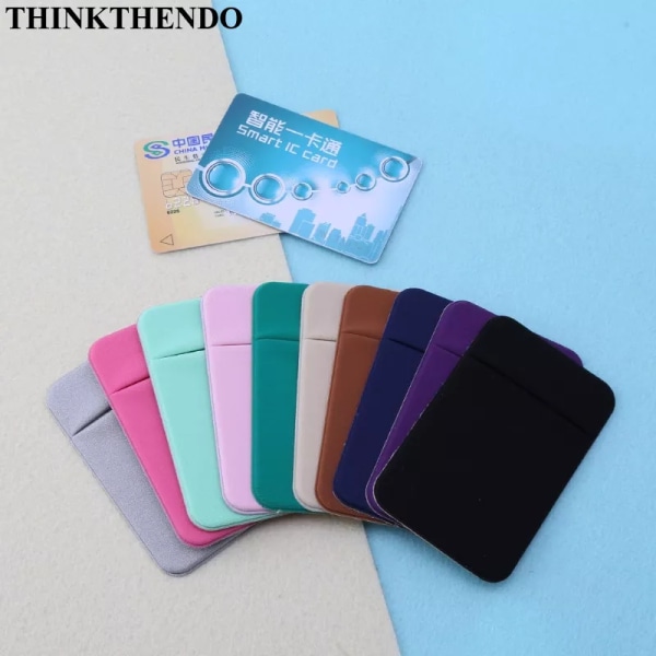 Mobiltelefon Kreditkort Plånbokshållare Ficka Stick-On självhäftande elastiskt verktyg beige