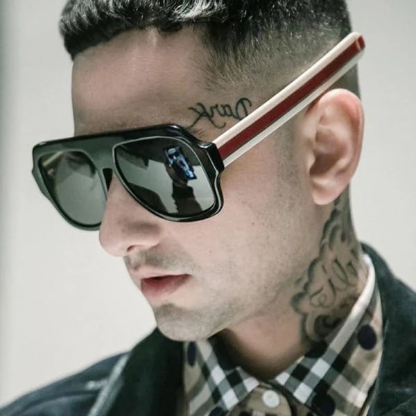 Stora överdimensionerade solglasögon Man Kvinna Gul Herr GG Solglasögon för män Kvinnor Retro plastsolglasögon Rosa Trendiga solglasögon Oculos Black MULTI
