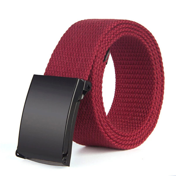 Män Kvinnliga Jeans Bälte Militär Nylon Justerbart Bälte Utomhus Resor Taktisk Midjebälte Metall Unisex Spänne Byxor Byxor 120cm A Dark red 116CM