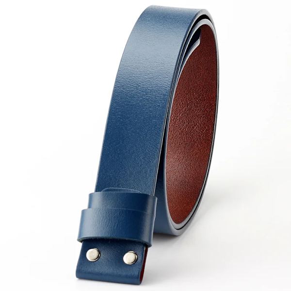 Cowskin Cow Bälte i äkta läder Inget spänne för smidigt spänne Cowboy 5 färger Bälten Body utan spänne för män Tillbehör Blue 100cm