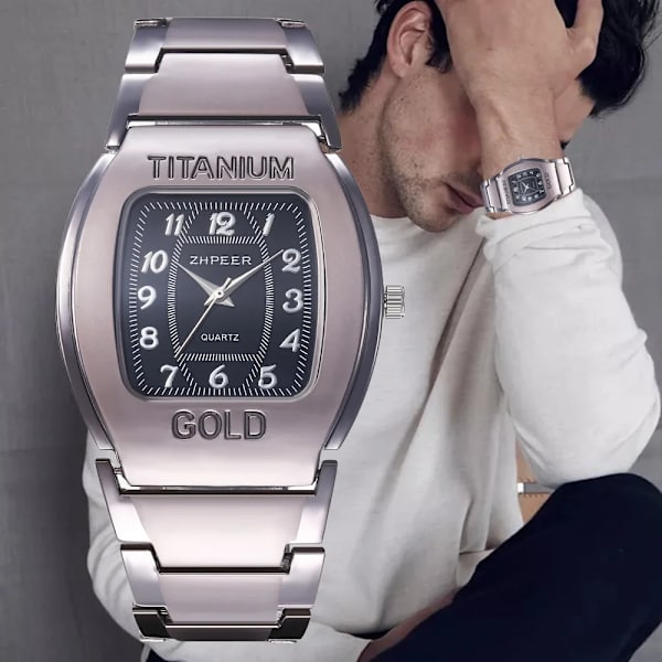 Watch herr titanlegering business casual stålbältesklocka Watch Toppmärke Lyx handled relogio masculino gray