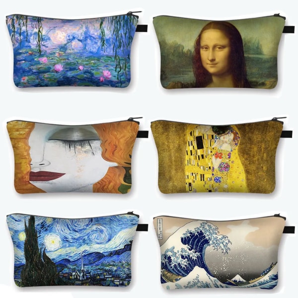 Starry Night / Kiss / Waterlily Painting Kosmetisk väska Van Gogh / Gustav Klimt / Monet Dam Sminkväska Dam Case shzbmonet07