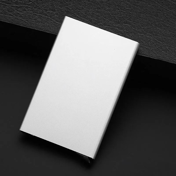 Korthållare Case Business Blå Pure Tarjetero Korthållare Pop Up-plånbok För Kvinnor Män RFID Id- case Carteira Masculina Sliver