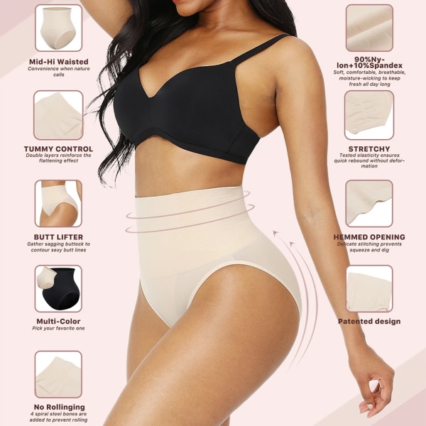 Hög midja magkontroll Trosor Trosa Butt Lifter Shaper Bantning Underkläder Butt Lifter Magen Formande Cincher Brief Body Shaper Beige XS-S