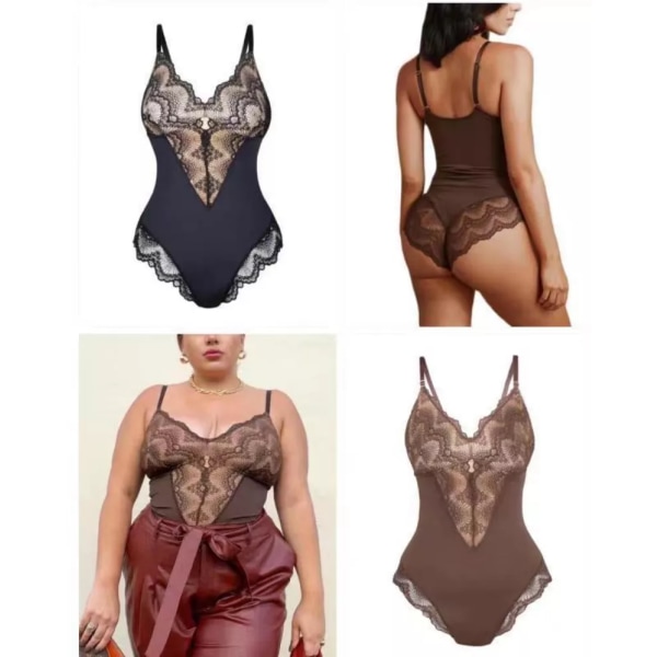 Shapewear för kvinnor Limning Belly Slida Kvinna Platt Mage Spetssömmar Sexiga Jumpsuit Underkläder för flickor Kroppsformare Kroppsform Black M