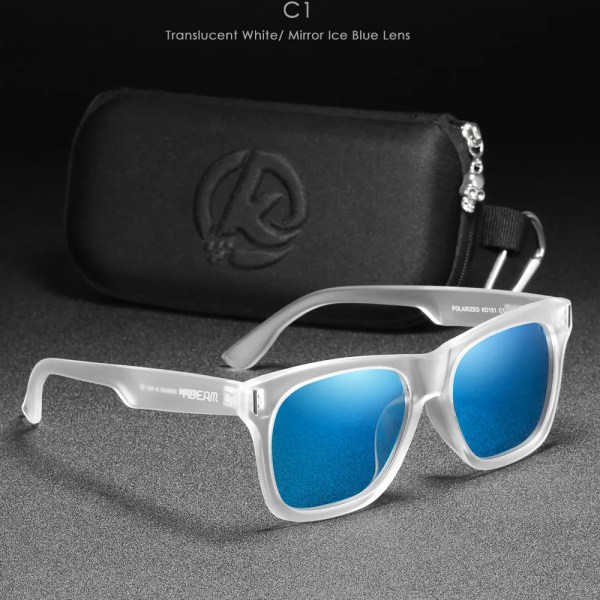 KDEAM 2021 New Square Polarized Solglasögon Herr Multi Color Coating Solglasögon Alla svarta nyanser Dragkedja ingår Kat.3 CE C1 Zipper Box