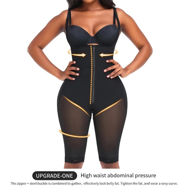 Helkroppsformare Postpartum Fajas Colombiana Kvinnor Magkontroll Kroppsform Frontstängning Postpartum Bodysuit Waist trainer 98-D1635 Black 4XL