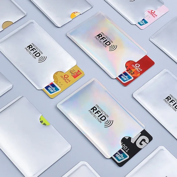 Anti Rfid-korthållare Blockering Läsarlås Bankkort ID- case Protector Metall Kreditkortshållare Case 10pcs Silver