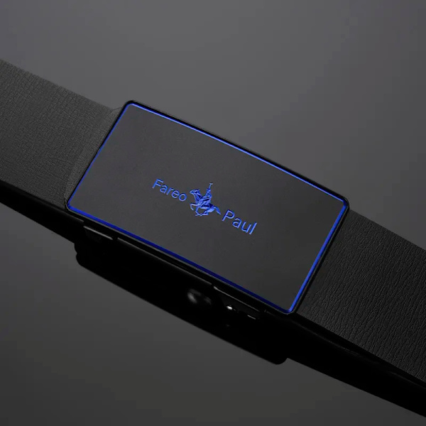 Herrbälte, tandlöst automatiskt spänne, exklusivt designbälte, lyxigt, lyxigt, läderbälte för män WYH01 blue 115CM