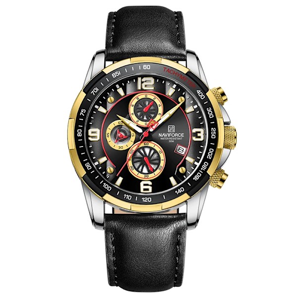 Toppmärke NAVIFORCE klockor för män Vattentät läder Quartz Watch Kronograf Sportarmbandsur Lysande manlig klocka G B B