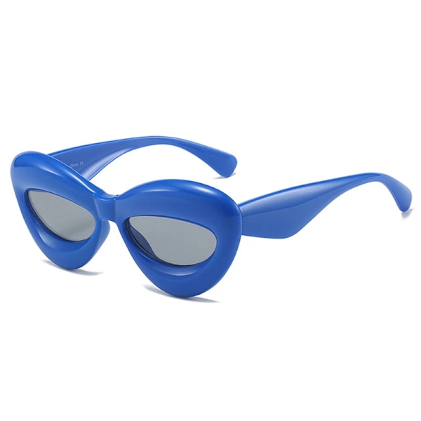 SO&EI Retro Cat Eye Candy Färg Solglasögon Dammodemärke Designer Ovala linsskydd UV400 Män Gul Rosa Solglasögon Blue grey As the picture
