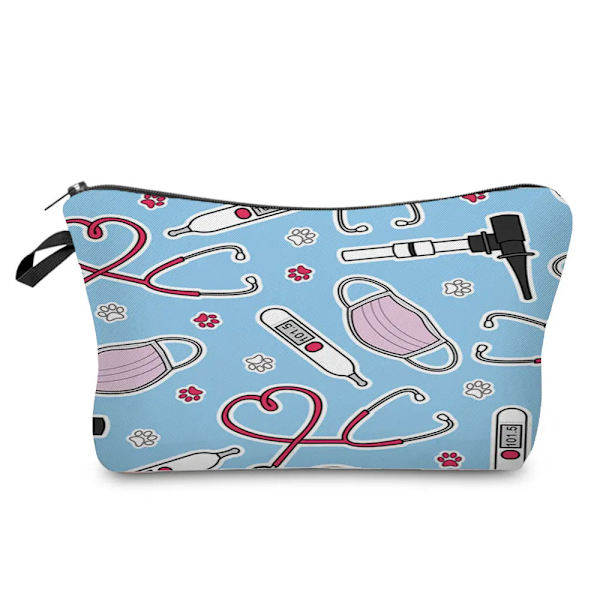 Tecknad Tandläkare Sjuksköterska Print Kosmetikväskor Mode Kvinnor Designer Sminkväska Värmeöverföring Organizer Pennfodral hz4546 Nurse Bag