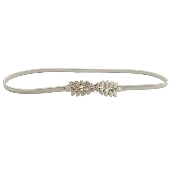 Guld Silver Elastiskt Bälte För Kvinnor Blomma Blad Dam Midjebälten För Klänningar Stretch Skinny Metall Kvinnlig Bälte elastisk riem silver 70cm