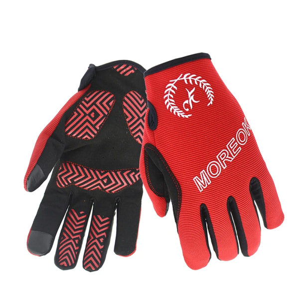 MOREOK Cykelhandskar Universal Full Finger 5MM SBR-kuddar Stötsäkra Cykelhandskar Pekskärm Varma Fleece Cykelhandskar Herr Dam MK013Green L