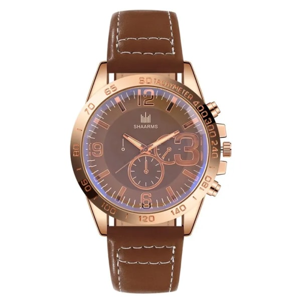 Herrklockor Toppmärke Stor watch Lyx Herr Militärt läderband Quartz Armbandsklockor Gulddesign Manklocka Brown