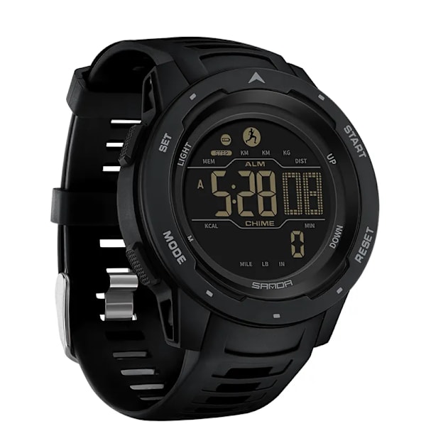 SANDA Fashion Outdoor Sport Watch for Man Lyx Kalori Steg Nedräkning Original Elektroniska Armbandsur Lysande Ny klocka black
