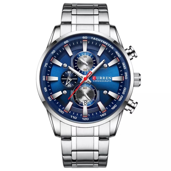 Nya klockor för män Topp lyxmärke CURREN Kvarts watch Sport Vattentät armbandsur Chronograph Date Relogio Masculino Silver Blue