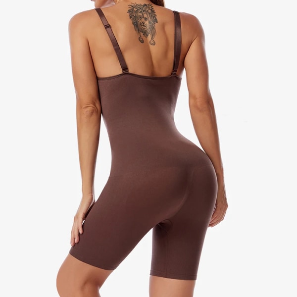 Damer Sömlös Helkroppsformare Magkontroll Body Rygglös Låg rygg Midja Korsett Bantning Shapewear fajas colombianas khaki S