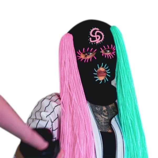 Varma vintermössor Stickade mössor med roliga dekorationer Balaclava Stickade mössor Helansikts skidmasker Mjukt huvudbonad för kvinnor black hat red green