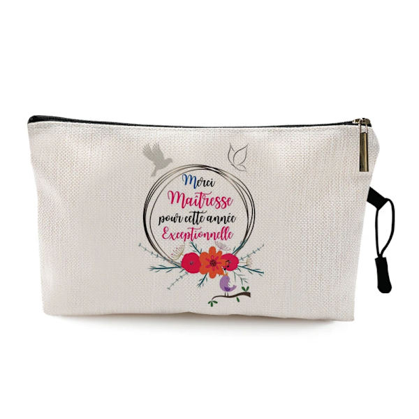 Teacher's Day Examen Present Cosmetic Bag Super Atsem Merci Maitresse Print Kvinnor Neceser Sminkväska Påse Organizer Pattern 3 22 x 13 CM