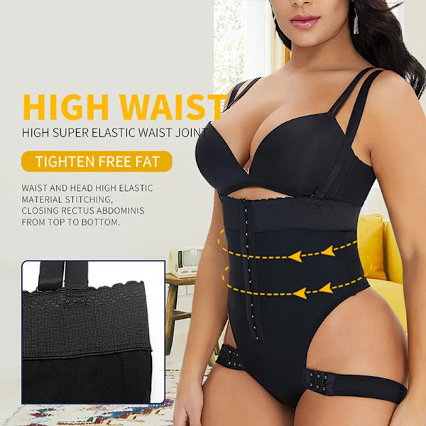 Nya stringtrosor Body Shapewear Kvinnor Sömlös Helkroppsformare Midja Smal Magkontroll Underkläder Platt Mage Underbyst Korsett Black XXXL