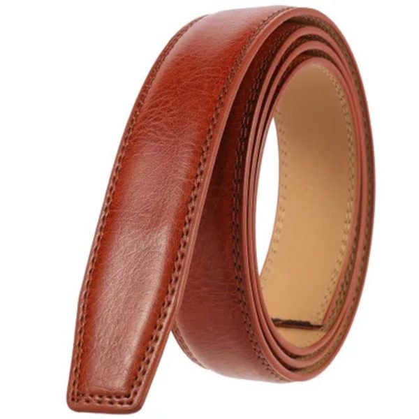 3,0 cm 3,1 cm bredd läderbälte utan spänne Designerbälten män Högkvalitativt läderrem 110-130 cm Red Brown 110cm