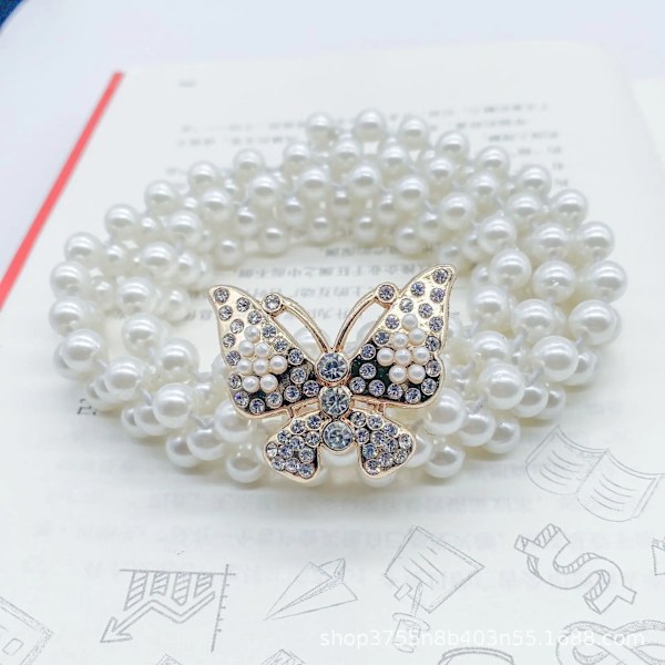 Trendig pärla midjekedja Dammode Rhinestone Elastisk klänning Midjeband Dam Designer tunna midjebälten Kläder Accessoarer Type 9 115cm