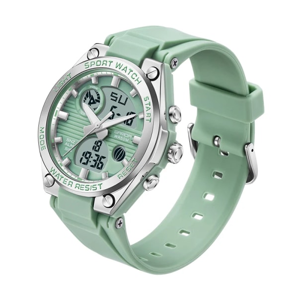 SANDA 2023 Toppmärke Mode Damklockor Vattentät Sport Digital Quartz Armbandsur Casual Clock Present Relogio Feminino 6067 Green