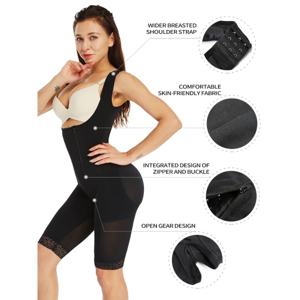 waist trainer binder kropp magformare korsett modellering rem shapewear rumplyftare reduktiv remsa korrigering hållning reducerande black M