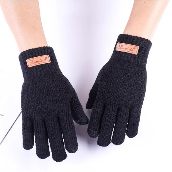Handskar Herr Vinter Läder Svarta Handskar Knapp Varma vantar Lyxiga PU Läder Körning Herr Äkta vindtäta körhandskar style 2 black one size