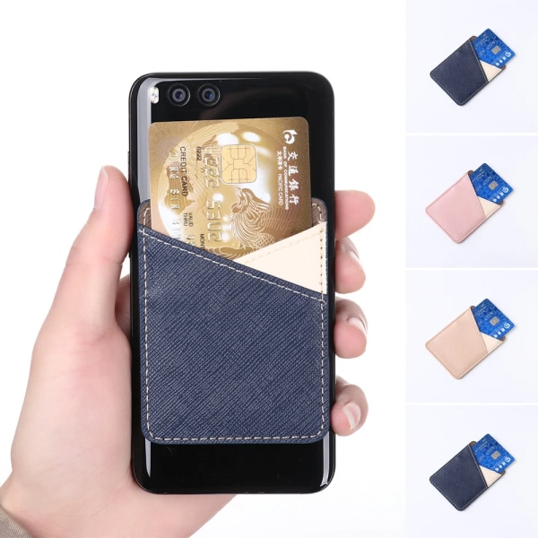 1 st New Fashion ID Kreditkortshållare självhäftande klistermärke Mobiltelefon Plånboksficka Elastisk mobiltelefonficka Stick-on kortväska Beige