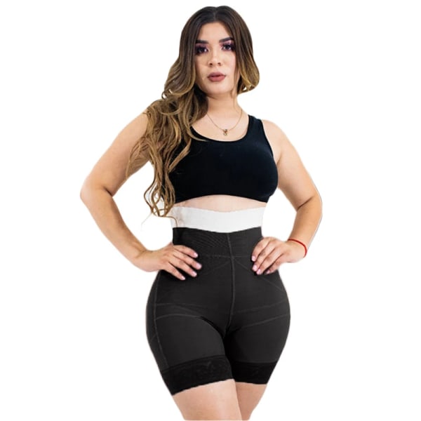 Fajas Colombiana Vardagsliv Använd dubbeltrycksformande shorts bantning Spets Shapewear Gördel sömlös waist trainer Body Shaper Black XL