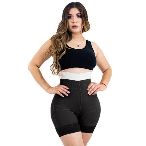 Fajas Colombiana Vardagsliv Använd dubbeltrycksformande shorts bantning Spets Shapewear Gördel sömlös waist trainer Body Shaper Black XXXL