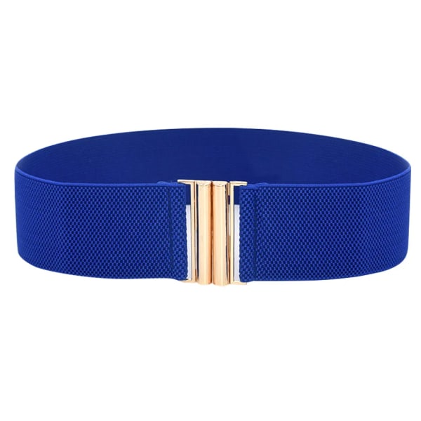 Brett resårbälte Enfärgad Korsettbälte Metallspänne Dammode Cummerbands Stretch Cinch Midjeband Klänning Midjebälte #YY Blue