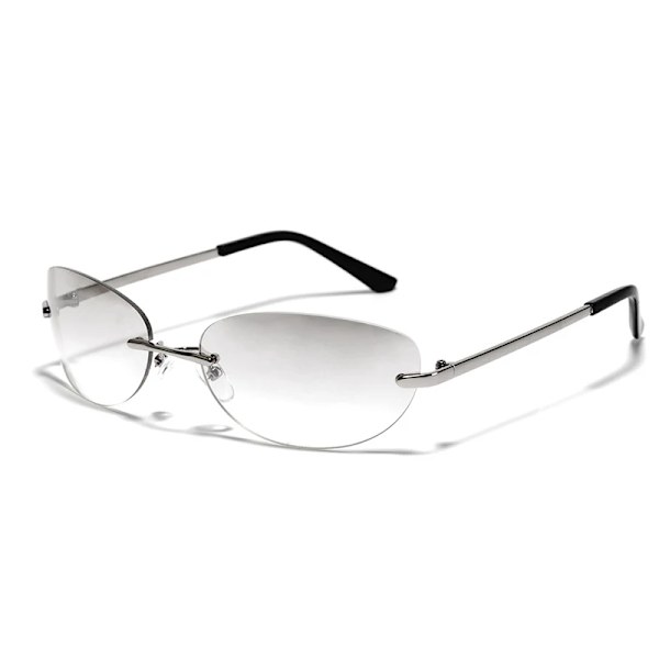 Nya Steampunk båglösa solglasögon Goggle Trend Dam Y2k Solglasögon Herr Punk Shades Glasögon Unisex utomhusglasögon UV400 Clear silver As shown