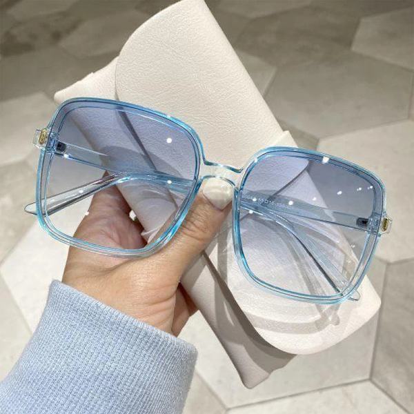 Utomhus UV400 Solglasögon Gradient Fyrkantig dekoration Svart Stor båge Transparent Trend Solglasögon Oversize modeglasögon gradient blue AS THE PICTURE