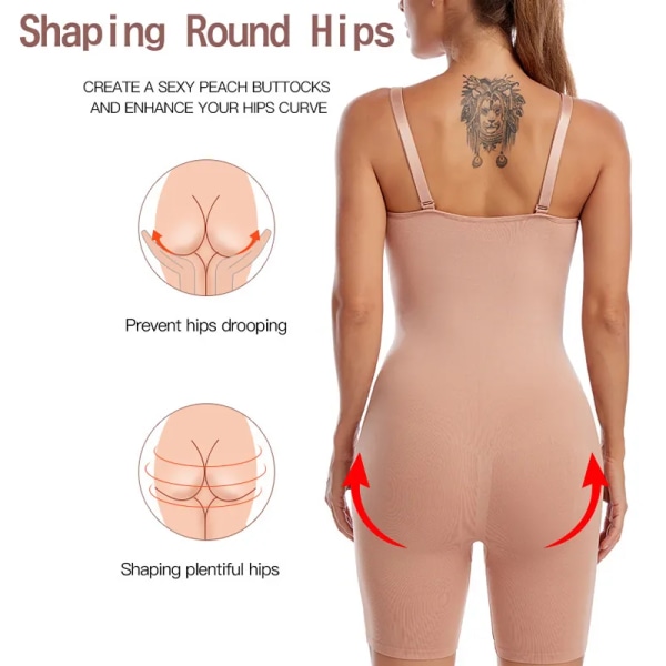 Shapewear för kvinnor Tummy Control Bodysuit Mid Thigh Butt Lifter Body Shaper Shorts Bantning Body Shaper Korsett Leggings Dagligen Skin M