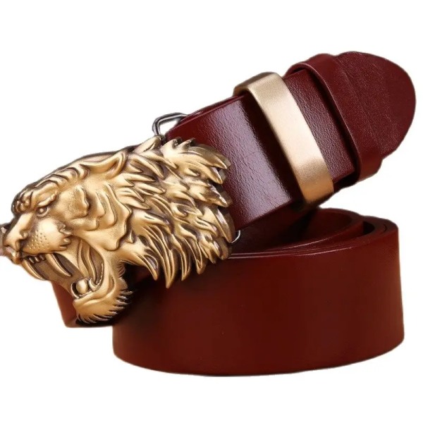2020 massivt mässingsspänne bälte män högkvalitativ tigerrem 3,8 cm bred gördel fullnarv 100 % äkta läder kohud 130 kamel camel 105 small waist
