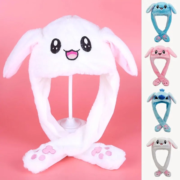 Söt Plüschmössa med Broderi för Kvinnor, Present till Barn, Flickor och Pojkar, Varm Hatt med Dansande Öron Pink