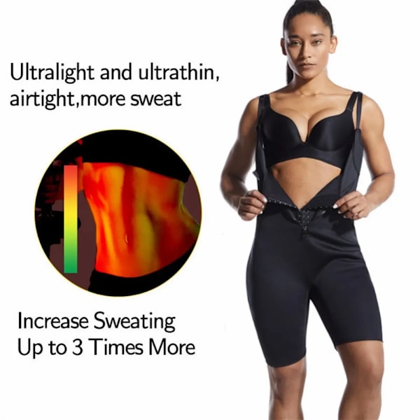 Neoprendräkt för kvinnor Helkroppsformare Sport Svett Ärmlös Justerbar rem Bastu Waist trainer för viktminskning R L