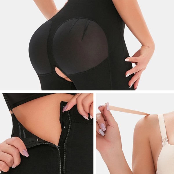 High Compression Waist Trainer Full BodyShaper Underbyst Smal Slida Korsett Gördel Butt Lifter Body Kvinnor Colombianas Black FN D07008 XXL