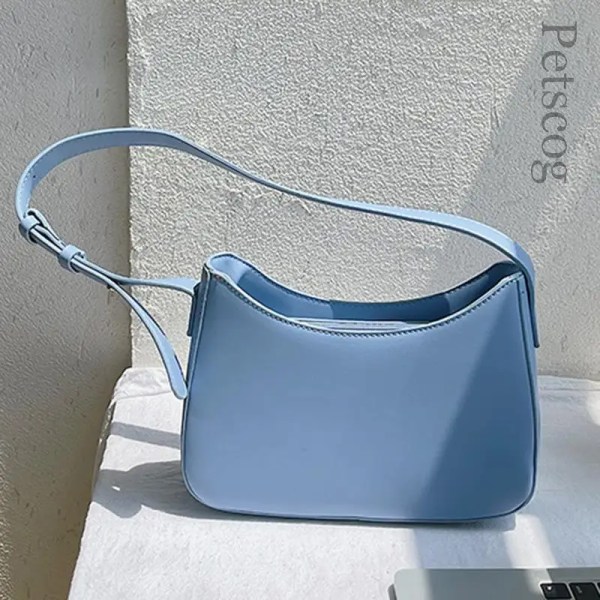 Väskor För Kvinnor Mode Pu Läder Dragkedja Underarm Väska Dam Enkel Design Casual Travel Handväska Bolsas Light Blue
