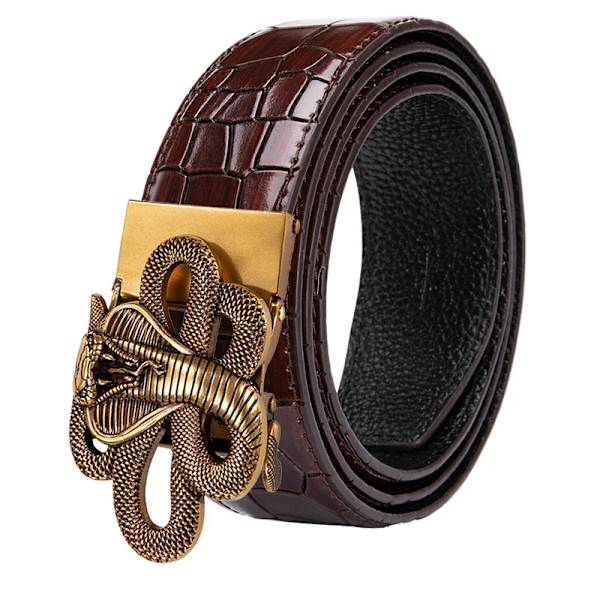 Hi-Tie Herr Designer Mode Rött Läderbälte Herr Guldspänne Lyxigt Coolt Läderbälte för jeans Röd krokodilrem DJ-2036-C 2111-DJ-C 110cm