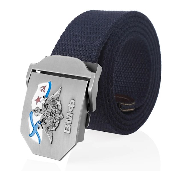 SupSindy Herr&Kvinnor Canvasbälte 3D rysk marinblå ВМФ Metallspänne Jeans Midjeband USSR Militärsoldater Taktiska bälten Mansrem Army Green 120cm