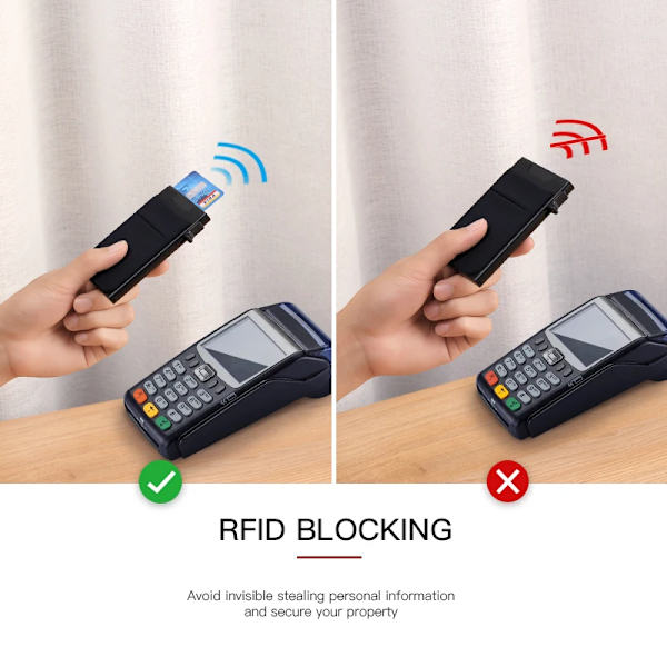 Auto Pop Up Kreditkortshållare Minimalistisk Visitkortsplånbok RFID-blockerande Smart Slim Aluminium Korthållare för män Black