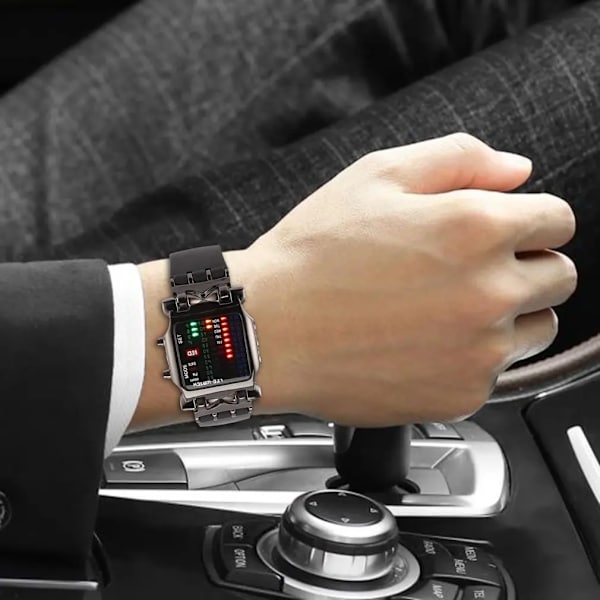 LED- watch Män Mode Kreativ Krabba Typ Elektronisk Watch Lysande binär present Affärsstil Cool Vattentät Multi Black