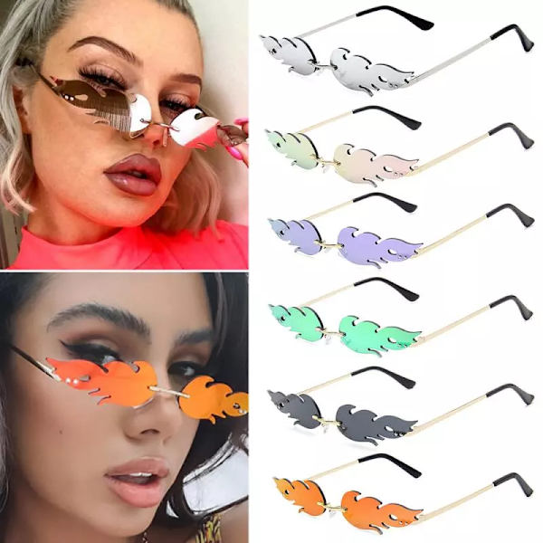 Summer Flame Solglasögon Kvinnor Rimless Wave Glasögon Löpsolglasögon Lyx Trendiga Solglasögon Skärmar Kvinna C