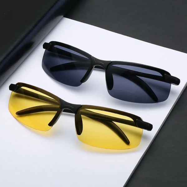 Night Vision Glasögon Män Anti-glare Driving Goggle Halvbåge polariserade solglasögon för förare UV400 Dag och Nattglasögon black
