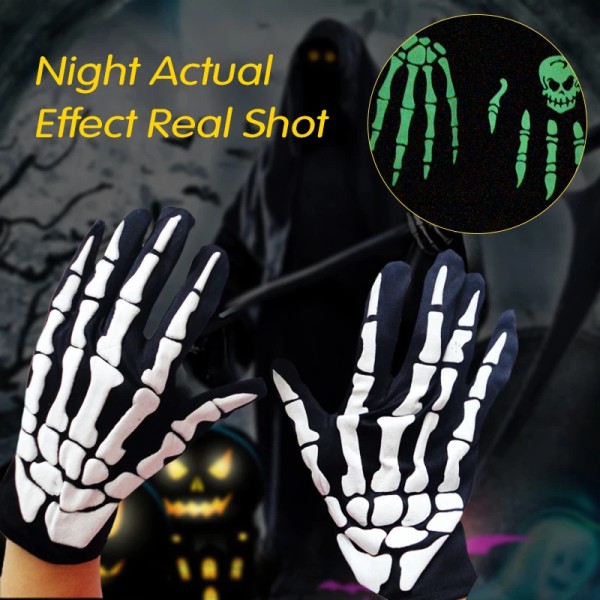 Skull Luminous Handskar Vinter Andas Män Kvinnor Cykelridning All Finger Half Finger Fitness Stickade Handskar Outdoor Camping 01 Ghost claw